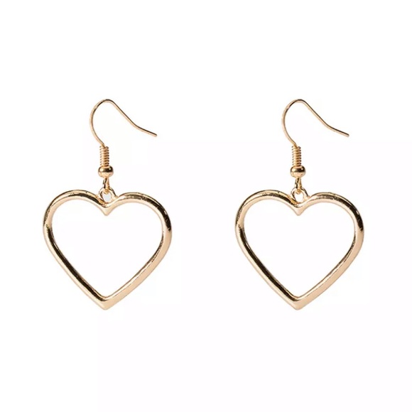 Heart Drop Hollow Out Golden Heart Alloy Drop Earrings - Picture 4 of 4